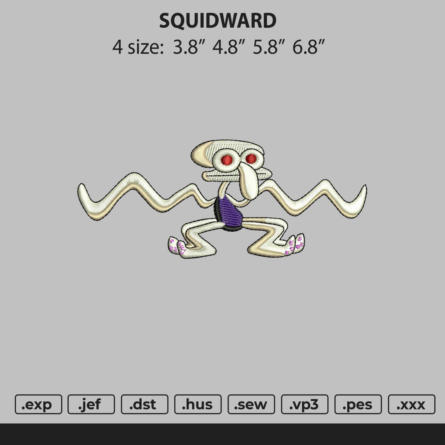 Squidwrd Dance Embroidery File 4 size