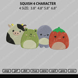 Squish 4 Character Embroidery File 4 size