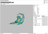 Squirtle On Wave Embroidery File 4 sizes