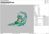 Squirtle On Wave Embroidery File 4 sizes