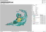 Squirtle On Wave Embroidery File 4 sizes