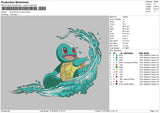 Squirtle On Wave Embroidery File 4 sizes