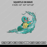 Squirtle On Wave Embroidery File 4 sizes