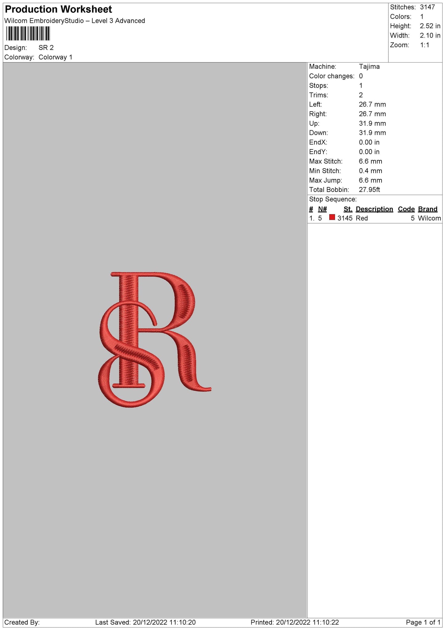 Sr Embroidery File 6 sizes