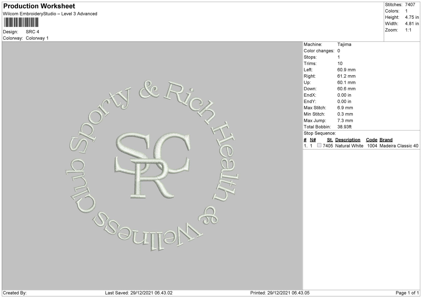 SRC Embroidery File 4 size