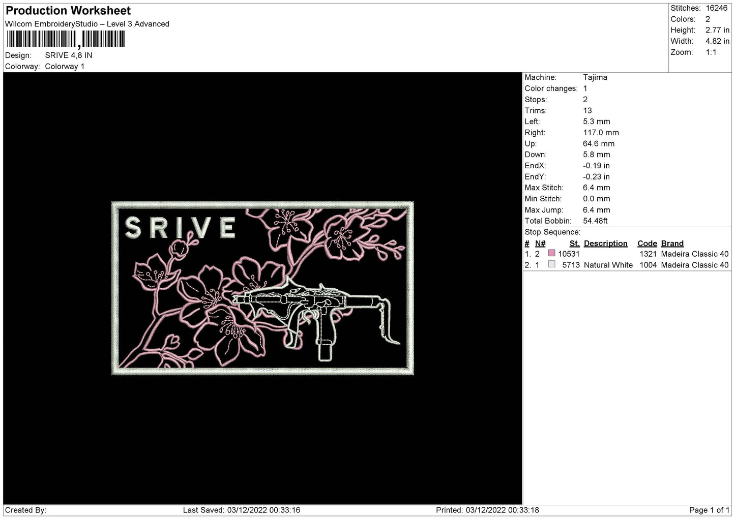 Srive Embroidery File 6 sizes