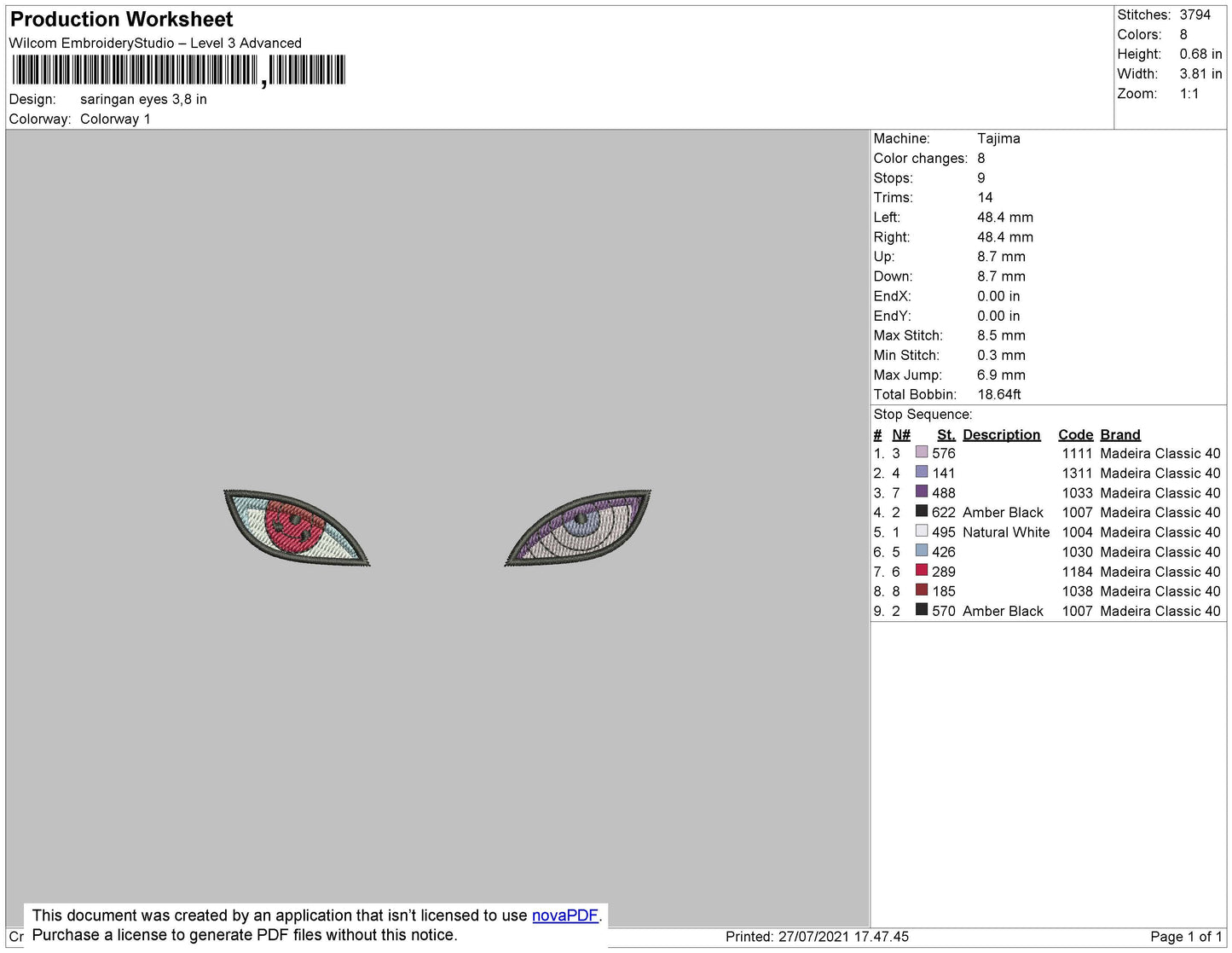 Saringan Eyes 001 Embroidery File 4 size