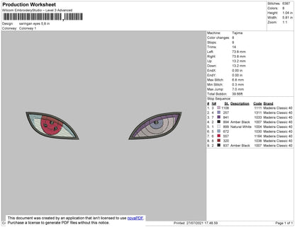 Saringan Eyes 001 Embroidery File 4 size