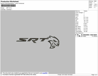 SRT Embroidery File 4 size