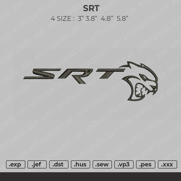 SRT Embroidery File 4 size