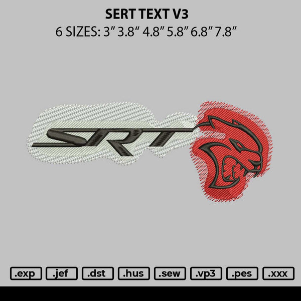 Srt Text V3 Embroidery File 6 sizes