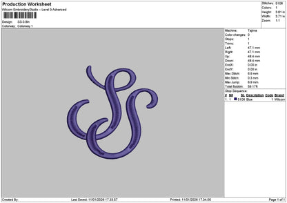 Ss Text Small Embroidery File 6 sizes