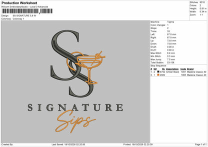 Signature Text 1810 Embroidery Machine Design File 6 sizes
