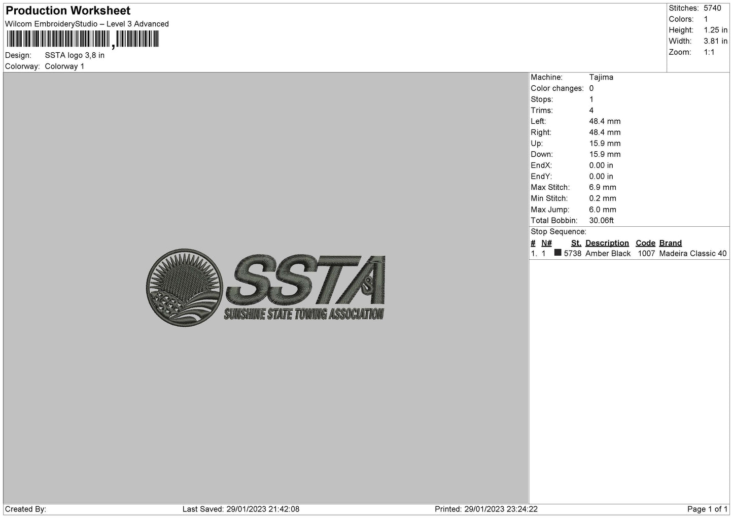 Ssta V2 Embroidery File 6 sizes