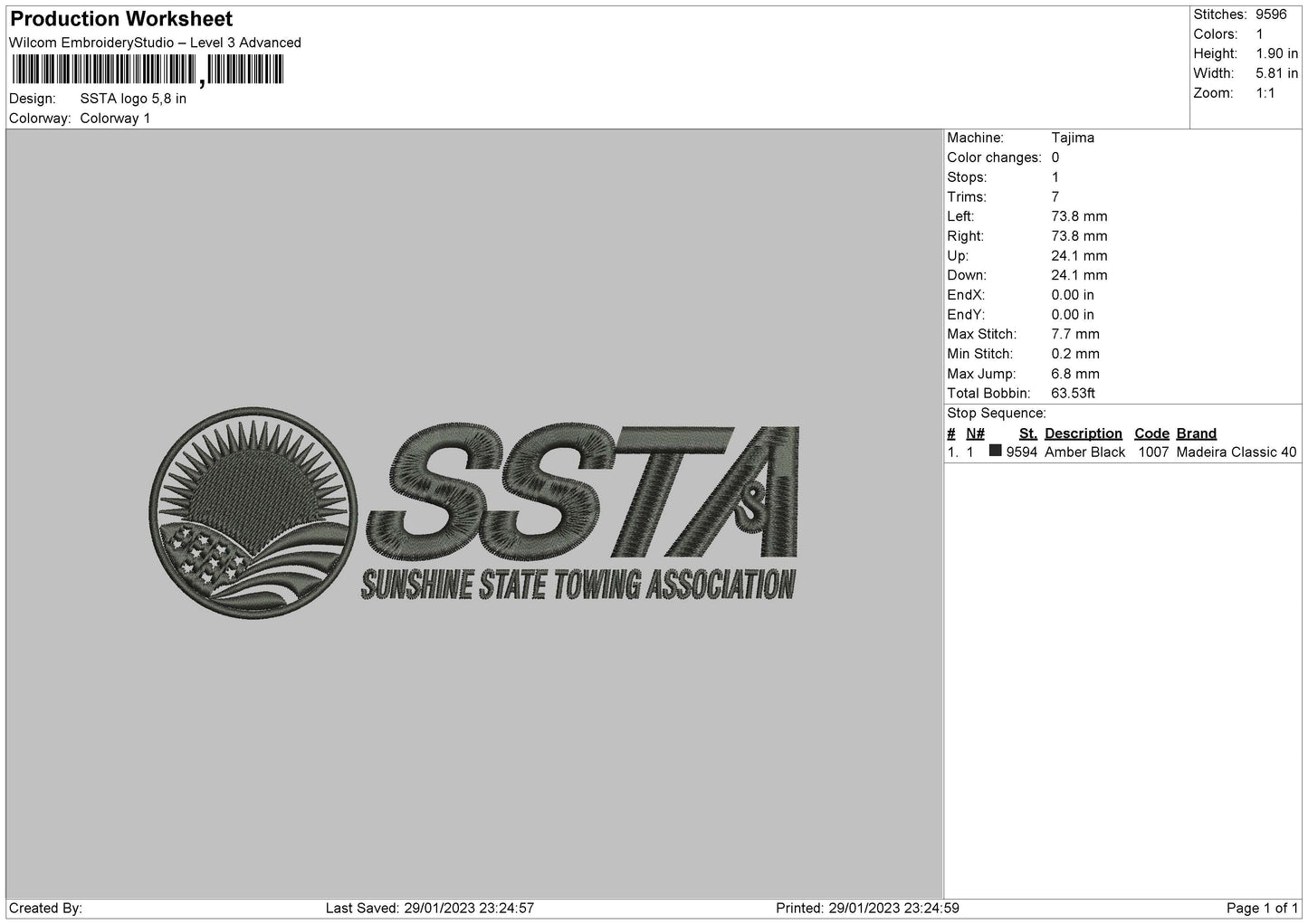 Ssta V2 Embroidery File 6 sizes