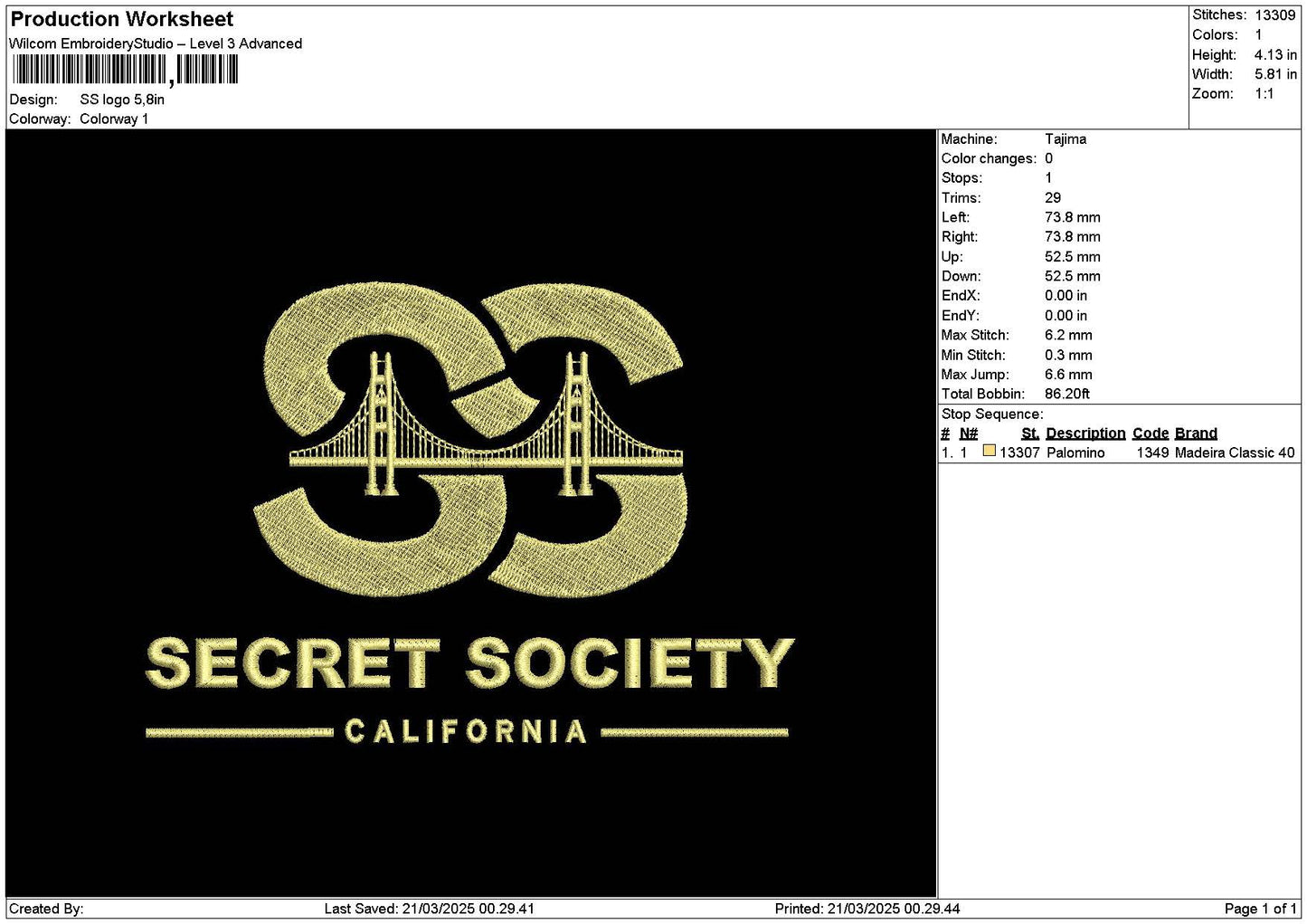 Ss Text Embroidery File 6 sizes