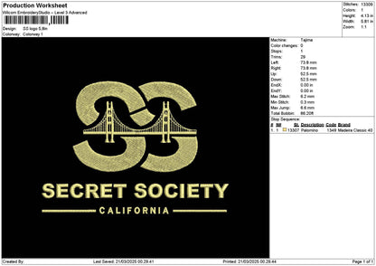 Ss Text Embroidery File 6 sizes