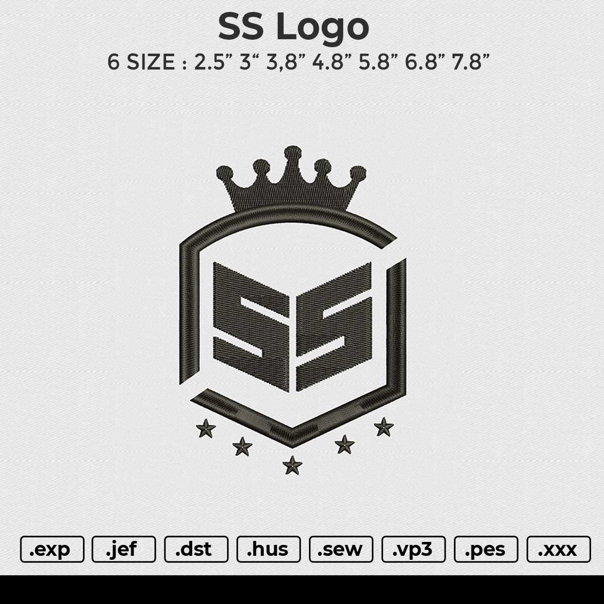 SS logo Embroidery File 6 size