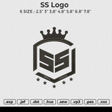 SS logo Embroidery File 6 size