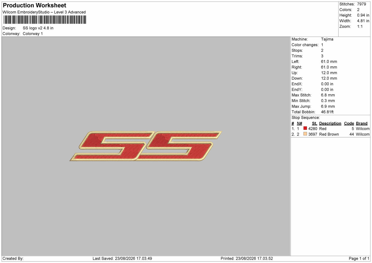 Ss Text V2 Embroidery Machine Design File 6 sizes
