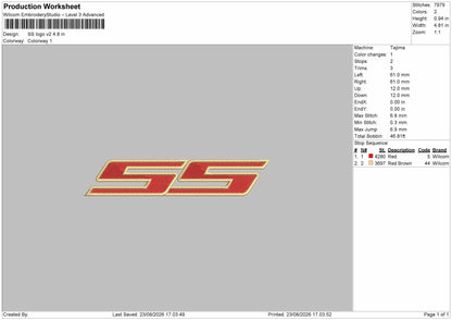 Ss Text V2 Embroidery Machine Design File 6 sizes