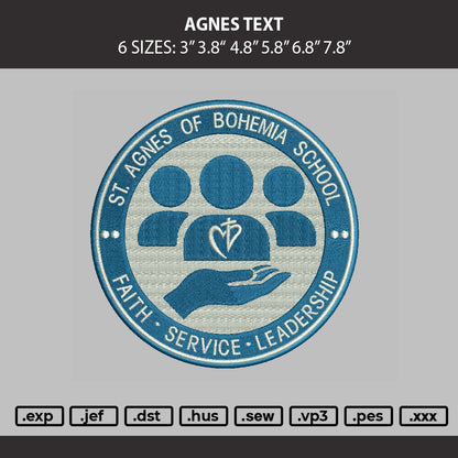 Agnes Text Embroidery Machine Design File 6 sizes