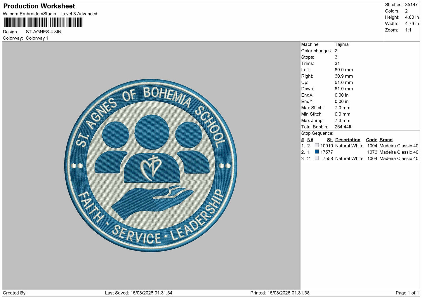 Agnes Text Embroidery Machine Design File 6 sizes