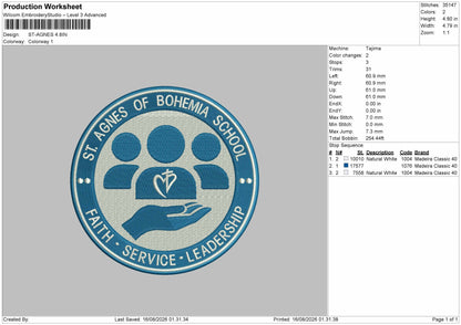 Agnes Text Embroidery Machine Design File 6 sizes