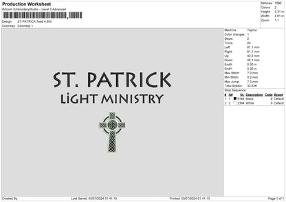 Patricktext St Embroidery File 6 sizes