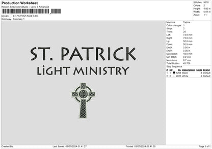 Patricktext St Embroidery File 6 sizes