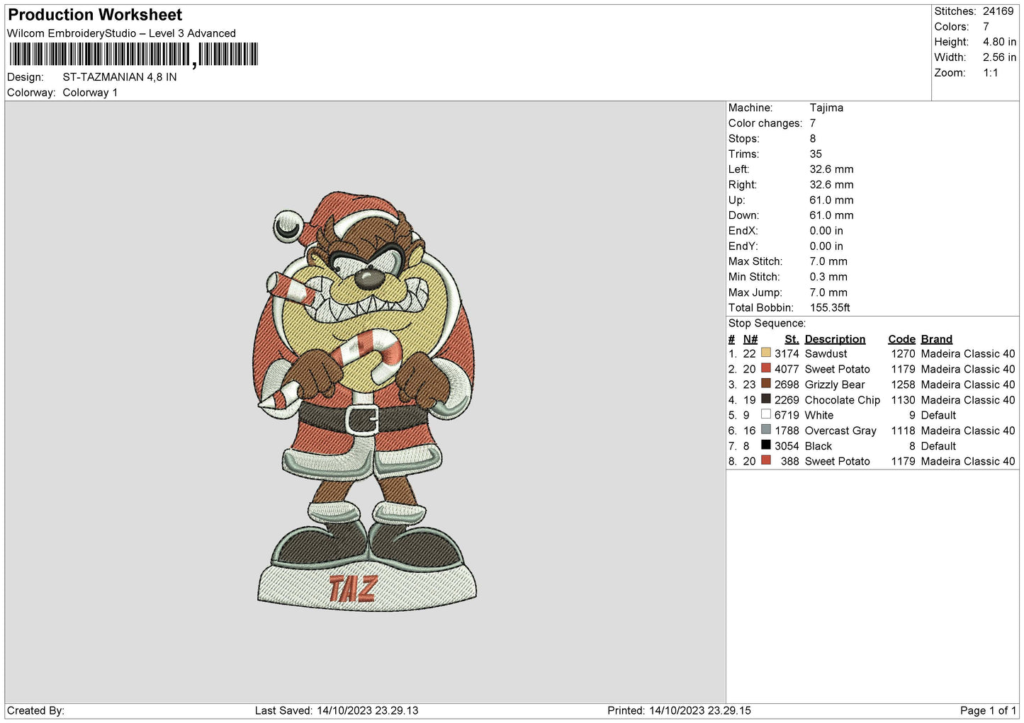 Mania Xmas Embroidery File 6 sizes