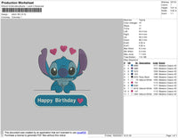 Stitch Birthday Embroidery File 4 size