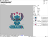 Stitch Birthday Embroidery File 4 size