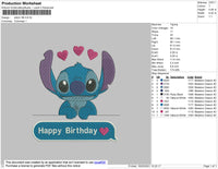 Stitch Birthday Embroidery File 4 size