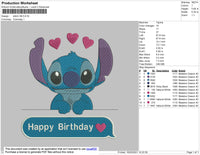 Stitch Birthday Embroidery File 4 size