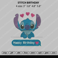 Stitch Birthday Embroidery File 4 size