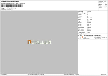 Stallion Embroidery File 6 sizes