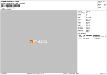 Stallion Embroidery File 6 sizes