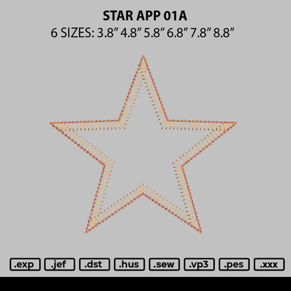 Star App 01a Embroidery File 6 sizes