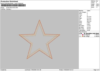 Star App 01a Embroidery File 6 sizes