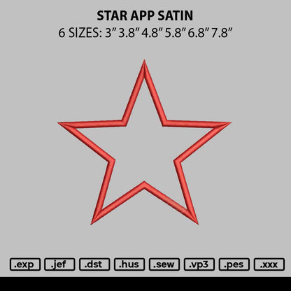 Star App Satin Embroidery File 6 sizes