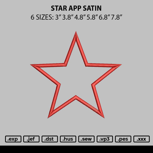 Star App Satin Embroidery File 6 sizes