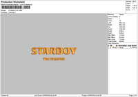 Starboy 3d Embroidery File 6 sizes