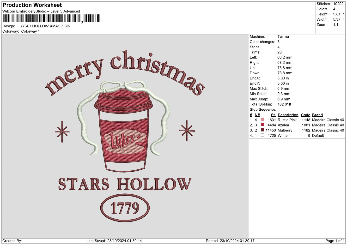 Starshollowtext Embroidery File 6 sizes