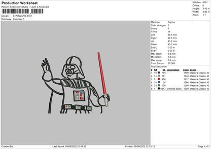 Starwars Line Embroidery File 4 sizes