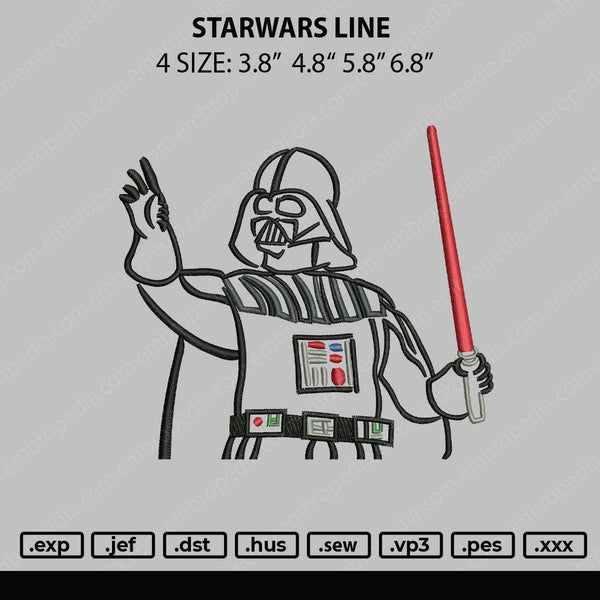 Starwars Line Embroidery File 4 sizes