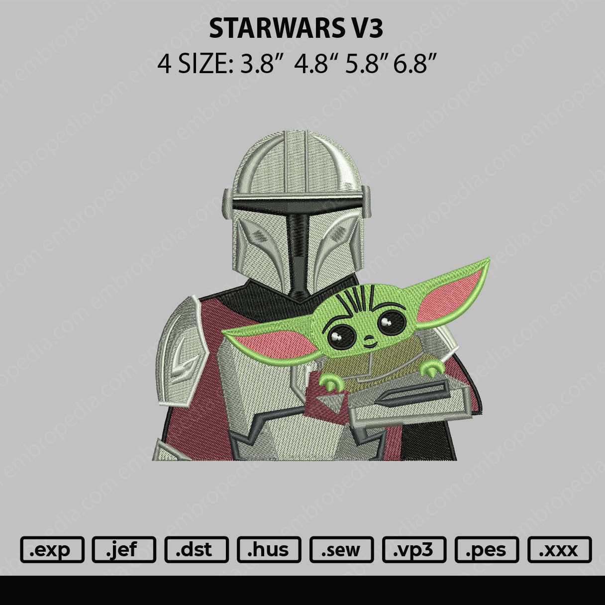 Starwars V3 Embroidery File 4 sizes