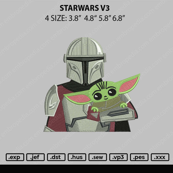 Starwars V3 Embroidery File 4 sizes