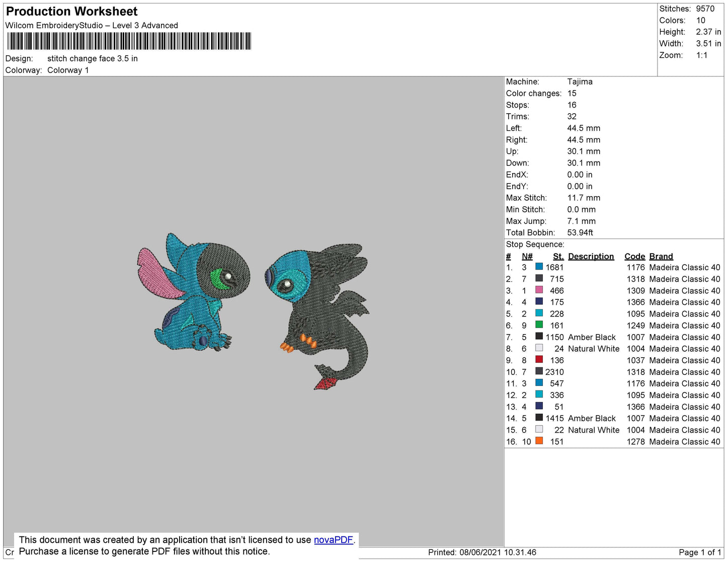 Stitch Face Change Embroidery File 4 size