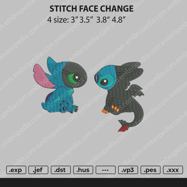 Stitch Face Change Embroidery File 4 size